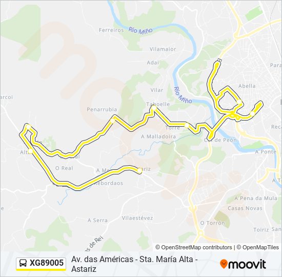 Mapa de XG89005 de autobús