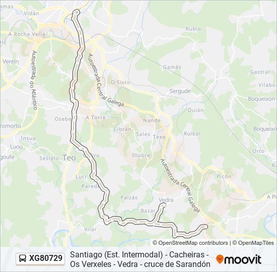 XG80729 bus Mapa de línia