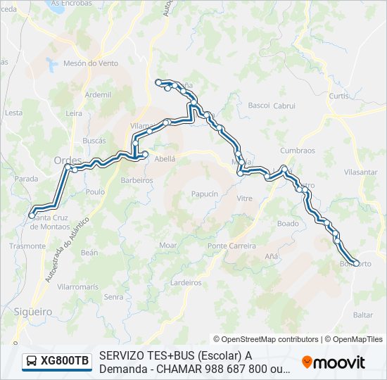 Mapa de XG800TB de autobús