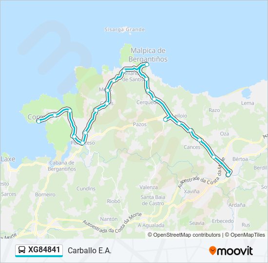 Mapa de XG84841 de autobús