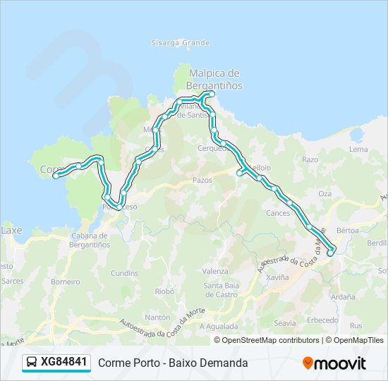 Mapa de XG84841 de autobús