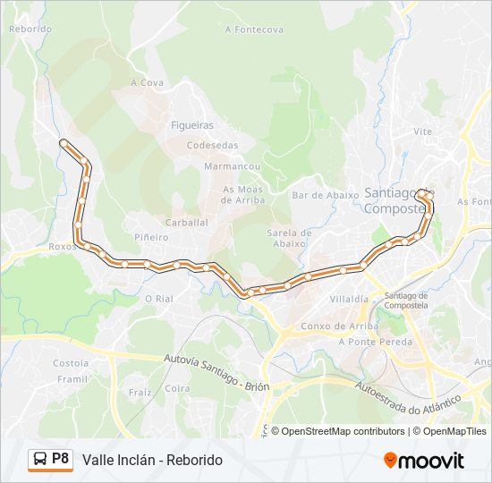 P8 bus Mapa de línia