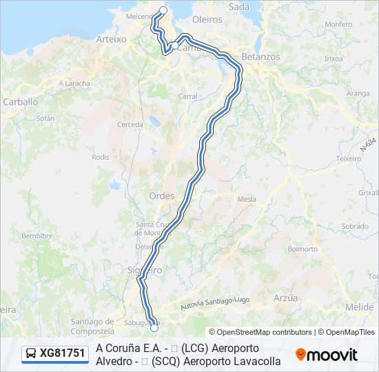 Mapa de XG81751 de autobús