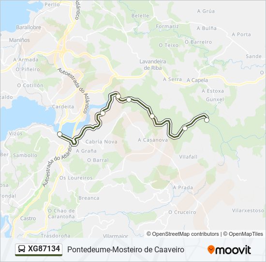 XG87134 bus Mapa de línia