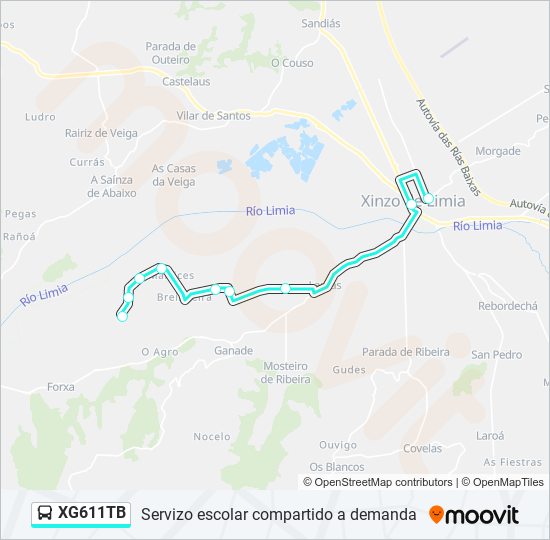 XG611TB bus Mapa de línia