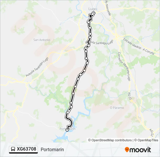 XG63708 bus Mapa de línia