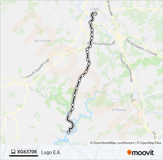 Mapa de XG63708 de autobús