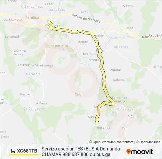 XG681TB Bus Line Map