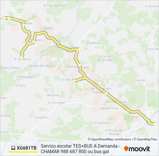 Mapa de XG681TB de autobús