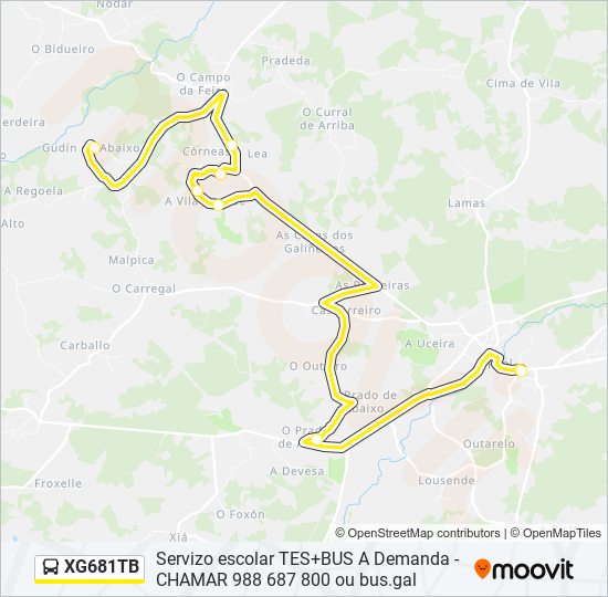 XG681TB bus Mapa de línia