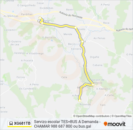 XG681TB bus Mapa de línia