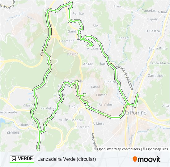 VERDE bus Mapa de línia