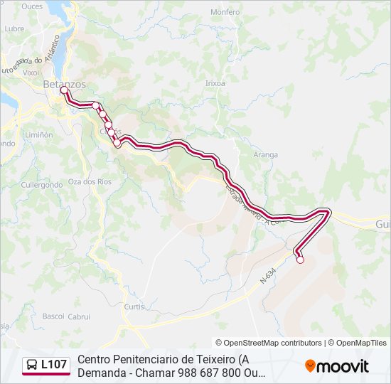 L107 bus Mapa de línia