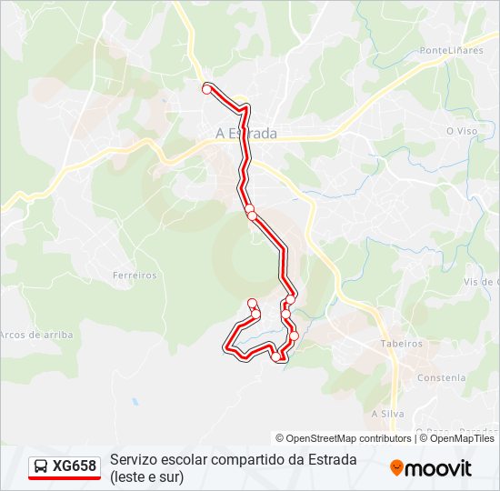 Mapa de XG658 de autobús