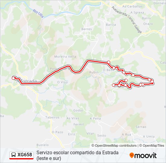 Mapa de XG658 de autobús