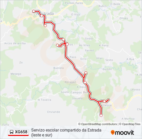 Mapa de XG658 de autobús