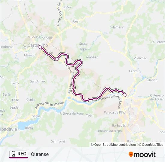 REG Train Line Map