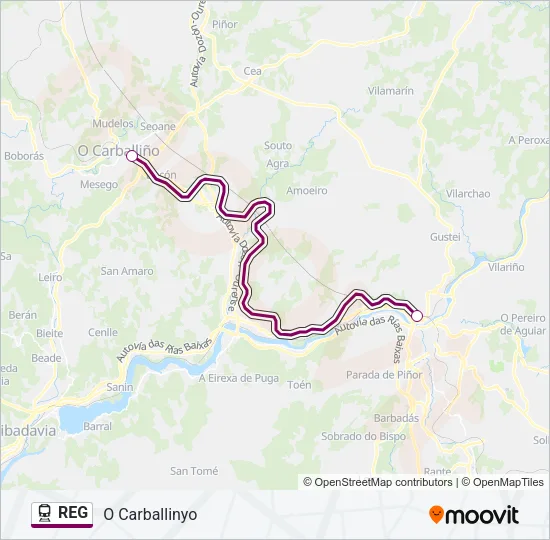 REG Train Line Map