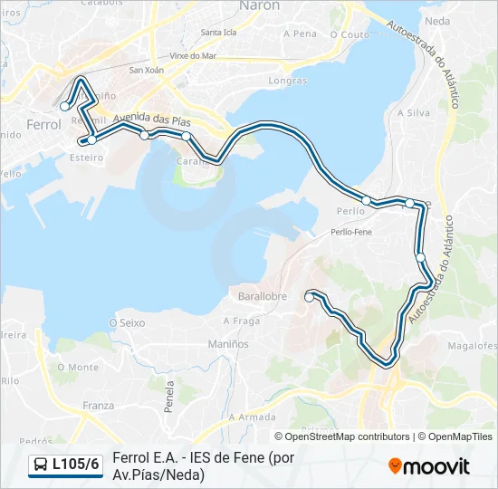L105/6 Bus Line Map