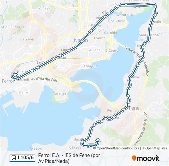 L105/6 Bus Line Map