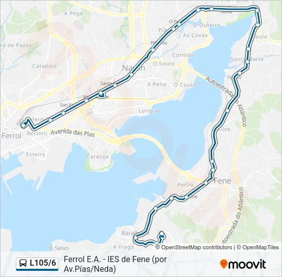 L105/6 Bus Line Map