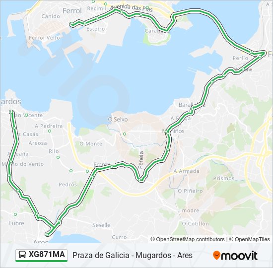 Mapa de XG871MA de autobús