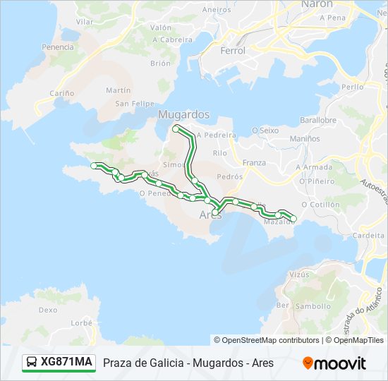 Mapa de XG871MA de autobús