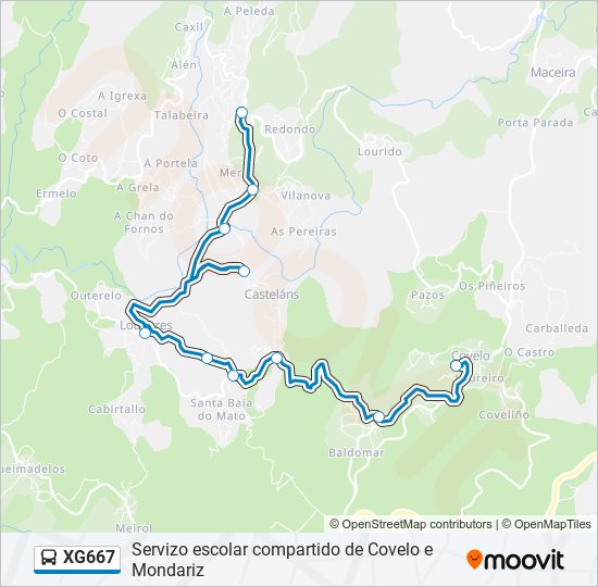 Mapa de XG667 de autobús