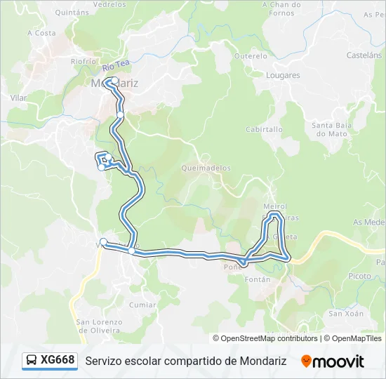 XG668 Bus Line Map