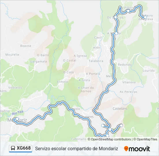 XG668 Bus Line Map