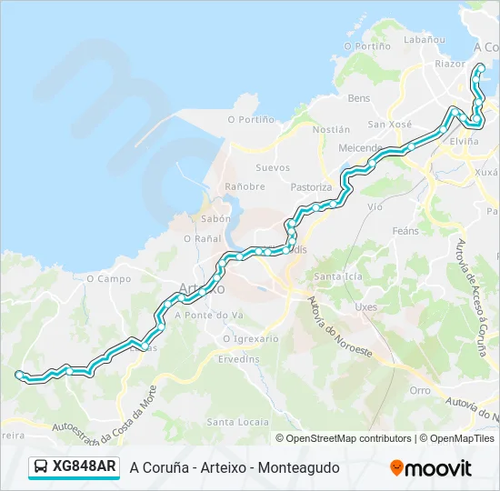 XG848AR Bus Line Map