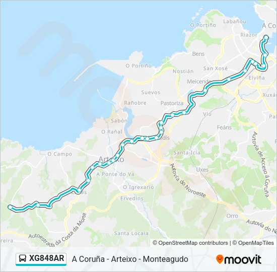 XG848AR Bus Line Map