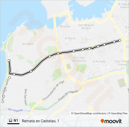 N1 Bus Line Map