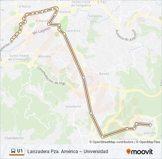 U1 bus Mapa de línia