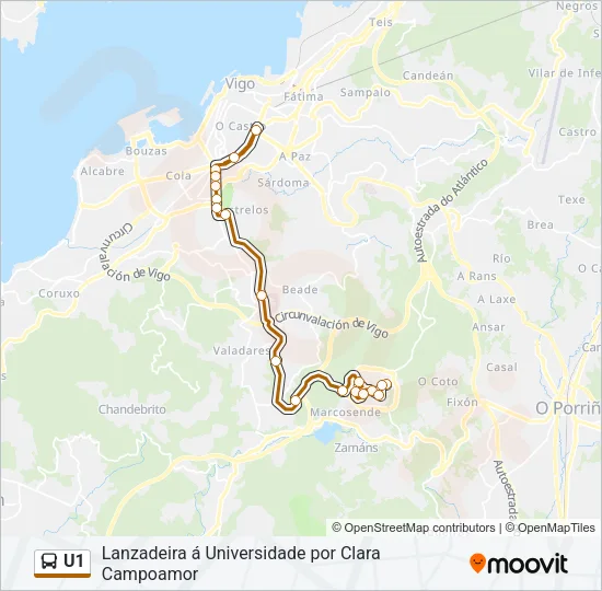 U1 Bus Line Map