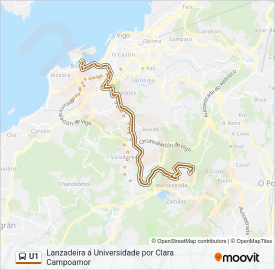 U1 Bus Line Map