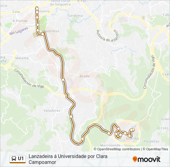 U1 Bus Line Map