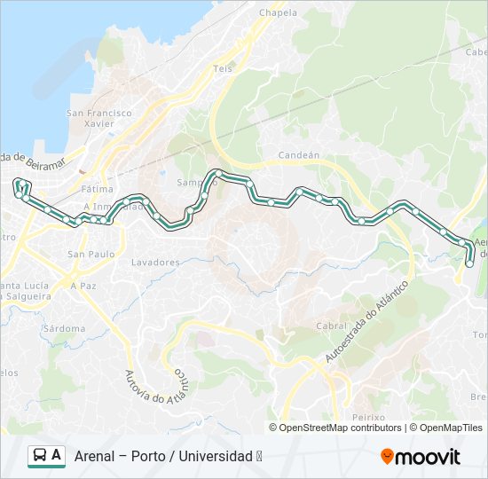 Mapa de A de autobús