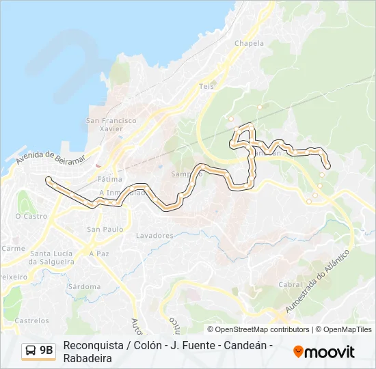 9B Bus Line Map