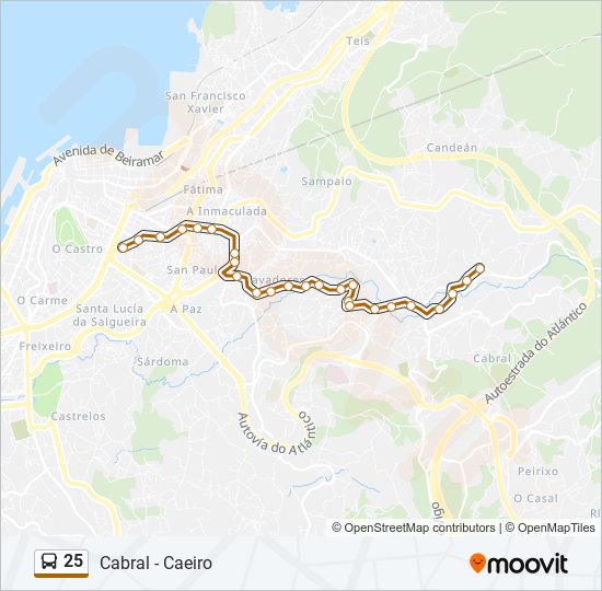 25 bus Line Map