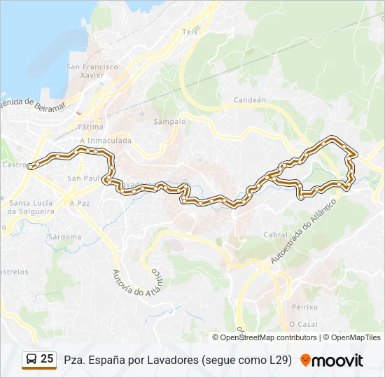 25 Bus Line Map