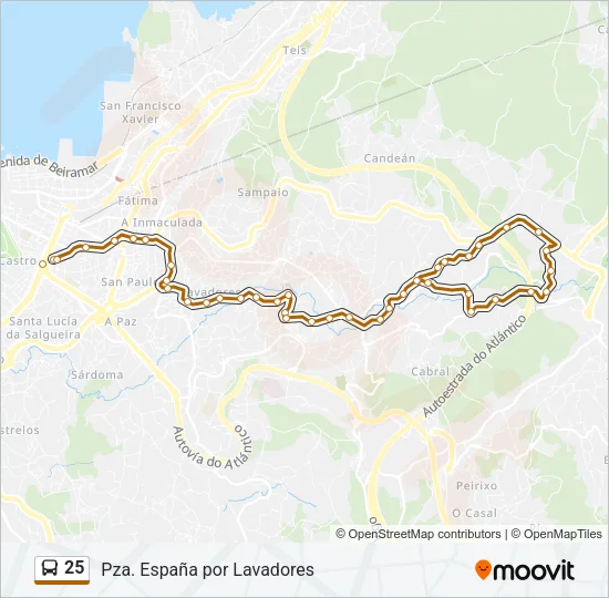 25 Bus Line Map