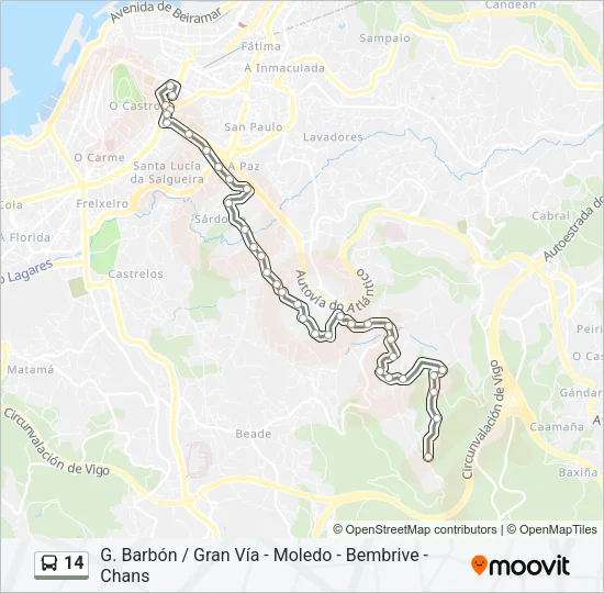 14 Bus Line Map