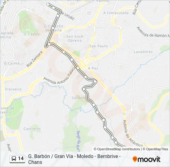 14 Bus Line Map