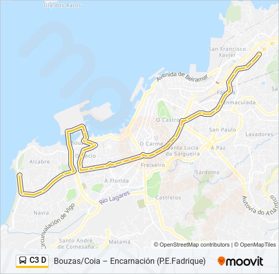 Mapa de C3 D de autobús