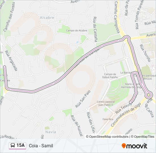 Mapa de 15A de autobús