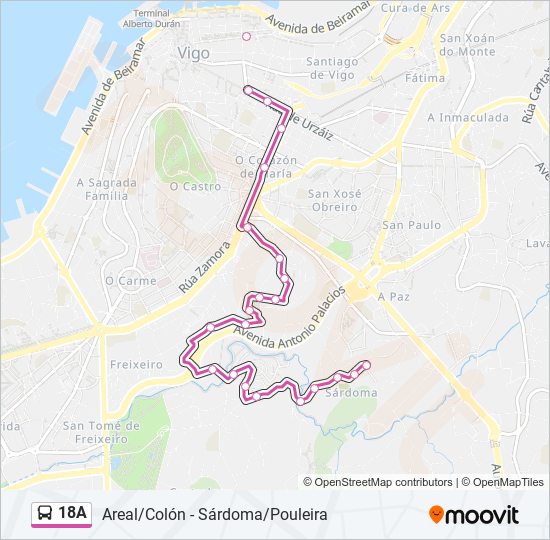 18A bus Line Map