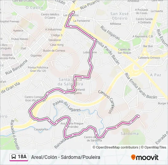 18A Bus Line Map