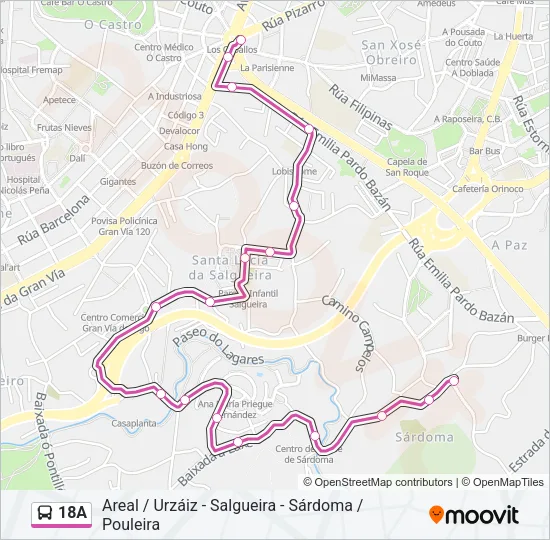 18A Bus Line Map