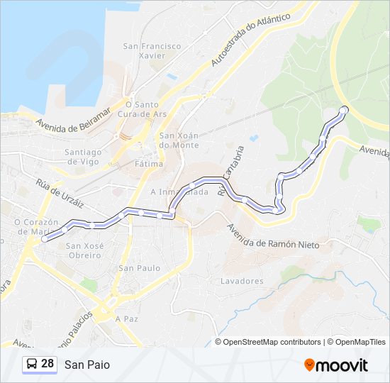 28 bus Mapa de línia